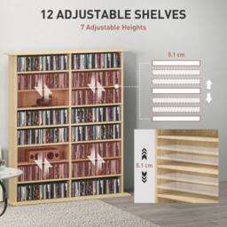 STILVORA Media Storage Unit with 12 Adjustable Shelves in Natural - thumbnail 7