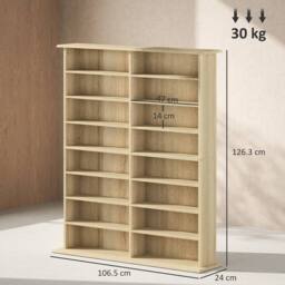 STILVORA Media Storage Unit with 12 Adjustable Shelves in Natural - thumbnail 4