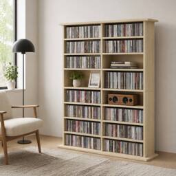 STILVORA Media Storage Unit with 12 Adjustable Shelves in Natural - thumbnail 1
