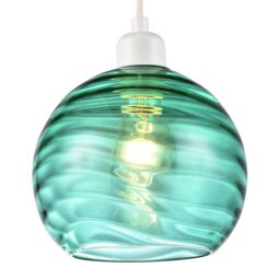 Happy Homewares Modern Designer Circular Ribbed Glass Non Electric Pendant Lamp Shade in Dark Green - thumbnail 3