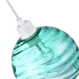Happy Homewares Modern Designer Circular Ribbed Glass Non Electric Pendant Lamp Shade in Dark Green - thumbnail 5