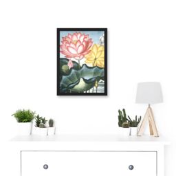 Artery8 Flowers Lotus Sacred Egyptian Bean Artwork Framed Wall Art Print A4 in Black - thumbnail 2