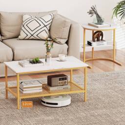 VOGREX Set of 2 Nesting Coffee Tables, Faux Marble Top in White - thumbnail 5