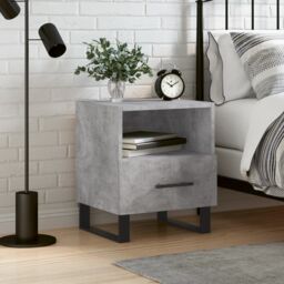 Berkfield Home Bedside Cabinet Concrete Grey 40x35x47.5 cm Engineered Wood - thumbnail 1