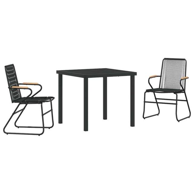 Berkfield Home 3 Piece Garden Dining Set Black PVC Rattan - image 1