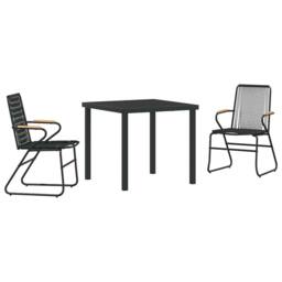 Berkfield Home 3 Piece Garden Dining Set Black PVC Rattan