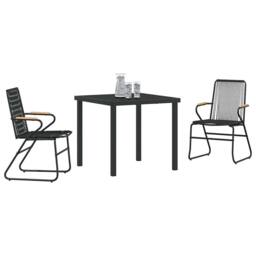 Berkfield Home 3 Piece Garden Dining Set Black PVC Rattan - thumbnail 3