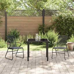 Berkfield Home 3 Piece Garden Dining Set Black PVC Rattan - thumbnail 4