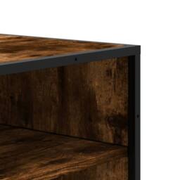 Berkfield Home Shoe Cabinet Smoked Oak 75x38x97.5 cm Engineered Wood & Metal in Brown - thumbnail 7
