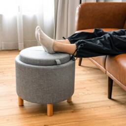Kelvenix Round Storage Ottoman in Grey - Size: 0.6m2 - thumbnail 4