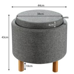 Kelvenix Round Storage Ottoman in Grey - Size: 0.6m2 - thumbnail 2