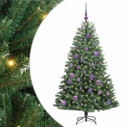 Berkfield Home Realistic Artificial Hinged Christmas Tree Green 150 cm PVC & Metal - thumbnail 3