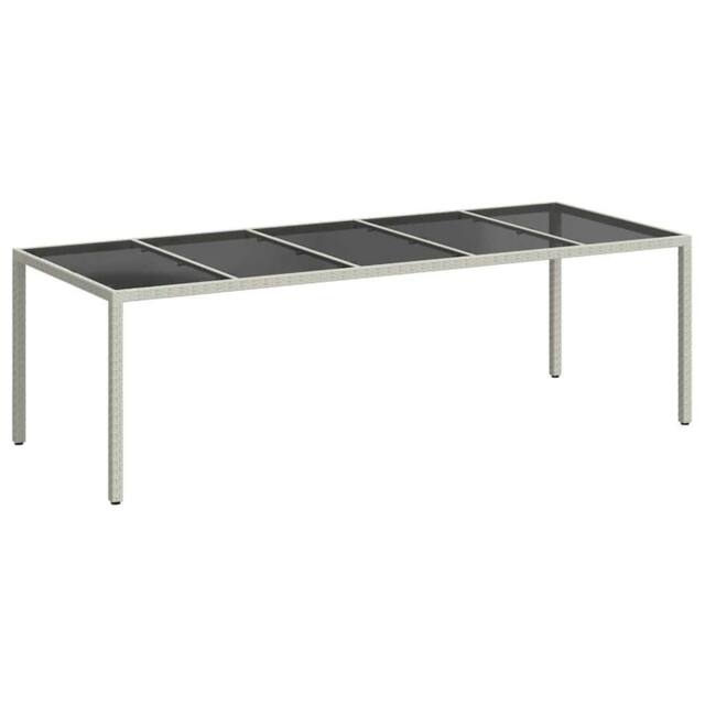 Berkfield Home Garden Table White 250x100x75 cm Poly Rattan & Tempered Glass - Size: 250 x 100 x 75 cm - image 1