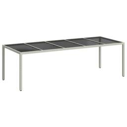 Berkfield Home Garden Table White 250x100x75 cm Poly Rattan & Tempered Glass - Size: 250 x 100 x 75 cm - thumbnail 1