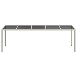 Berkfield Home Garden Table White 250x100x75 cm Poly Rattan & Tempered Glass - Size: 250 x 100 x 75 cm - thumbnail 3