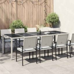 Berkfield Home Garden Table White 250x100x75 cm Poly Rattan & Tempered Glass - Size: 250 x 100 x 75 cm - thumbnail 2
