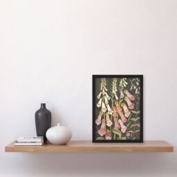 "Artery8 Foxglove Flowers Floral Spring Botanical Blooms Framed Art Print in Grey - Size: W12"" x H16""" - thumbnail 4