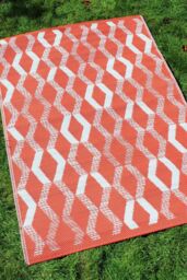 Fusion 'Rico' Outdoor Vertical Zig Zags UV Resistant Outdoor Rug in Terracotta - Size: 170 cm x 120 cm - thumbnail 1