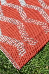 Fusion 'Rico' Outdoor Vertical Zig Zags UV Resistant Outdoor Rug in Terracotta - Size: 170 cm x 120 cm - thumbnail 2