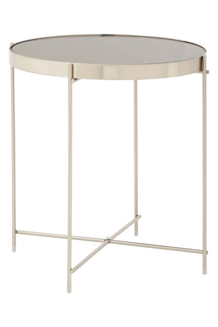 Orsina Black Mirror Low Side Table, Contemporary Brushed Bronze Accent Table, Low Glass Side Table With Metal Legs in Silver - image 1