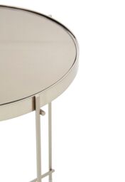 Orsina Black Mirror Low Side Table, Contemporary Brushed Bronze Accent Table, Low Glass Side Table With Metal Legs in Silver - thumbnail 3