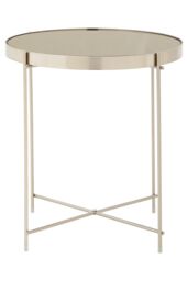 Orsina Black Mirror Low Side Table, Contemporary Brushed Bronze Accent Table, Low Glass Side Table With Metal Legs in Silver - thumbnail 2
