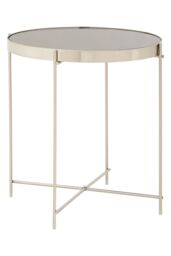 Orsina Black Mirror Low Side Table, Contemporary Brushed Bronze Accent Table, Low Glass Side Table With Metal Legs in Silver - thumbnail 1