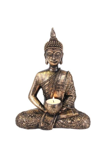 KDMD Sitting Thai Buddha Tealight Holder in Bronze - image 1