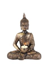 KDMD Sitting Thai Buddha Tealight Holder in Bronze