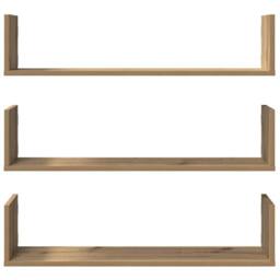 Berkfield Home Durable Wall Shelves 3 pcs Artisian Oak 80x18x18 cm Engineered Wood in Brown - Size: 80 x 18 x 18 cm - thumbnail 4
