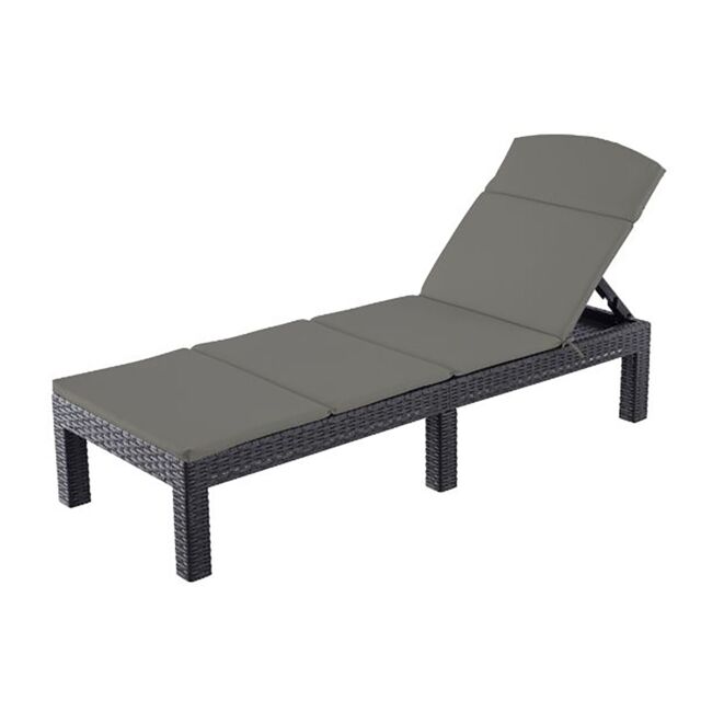 simpa Adjustable Sun Lounger with Cushion - Graphite Grey in Brown - image 1