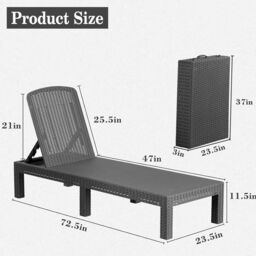 simpa Adjustable Sun Lounger with Cushion - Graphite Grey in Brown - thumbnail 4