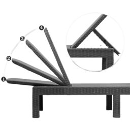 simpa Adjustable Sun Lounger with Cushion - Graphite Grey in Brown - thumbnail 5