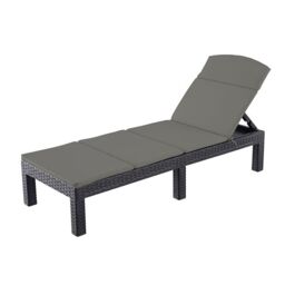 simpa Adjustable Sun Lounger with Cushion - Graphite Grey in Brown - thumbnail 1