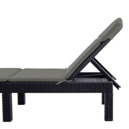 simpa Adjustable Sun Lounger with Cushion - Graphite Grey in Brown - thumbnail 3