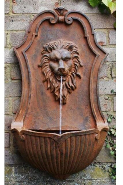 Primrose Wall Fountain Water Feature Antique Effect Gentle Lion Head 75cm in Bronze - image 1