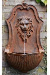 Primrose Wall Fountain Water Feature Antique Effect Gentle Lion Head 75cm in Bronze - thumbnail 1