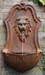 Primrose Wall Fountain Water Feature Antique Effect Gentle Lion Head 75cm in Bronze - thumbnail 2