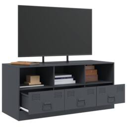 Berkfield Home TV Cabinet Anthracite 99x39x44 cm Steel in Dark Grey - Size: 99 x 39 x 44 cm - thumbnail 5