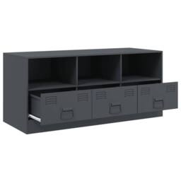 Berkfield Home TV Cabinet Anthracite 99x39x44 cm Steel in Dark Grey - Size: 99 x 39 x 44 cm - thumbnail 7
