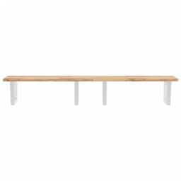 Berkfield Home Basin Shelf Wall Mounted Steel & Solid Wood Acacia in Brown - thumbnail 4