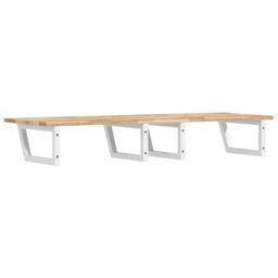 Berkfield Home Basin Shelf Wall Mounted Steel & Solid Wood Acacia in Brown - thumbnail 6