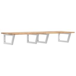 Berkfield Home Basin Shelf Wall Mounted Steel & Solid Wood Acacia in Brown - thumbnail 2