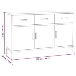 Berkfield Home Sideboard Brown 110x35x70 cm Solid Pinewood - Size: 110 x 35 x 70 cm - thumbnail 7