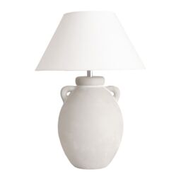ValueLights Daphne Linen Tapered Lamp Shade Stonewear Ceramic Vase Table Lamp in Grey - thumbnail 2