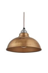 Industville Old Factory Pendant, 12 Inch, Brass, Light Pewter Holder in Bronze