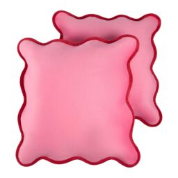 OHS 2 x Scallop Edge Matte Velvet Cushion Covers Home Décor in Pink - Size: 45 cm x 45 cm
