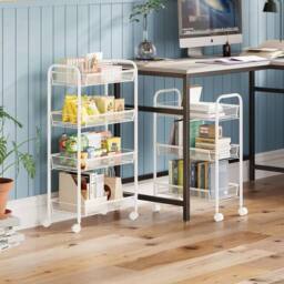 FORGEVIO 3 Tier Storage Trolley, Rolling Cart, Kitchen 3 Tier, White - thumbnail 6