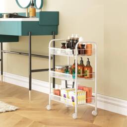 FORGEVIO 3 Tier Storage Trolley, Rolling Cart, Kitchen 3 Tier, White - thumbnail 5