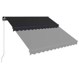 Berkfield Home Manual Retractable Awning with LED 300x250 cm Anthracite in Black - thumbnail 4